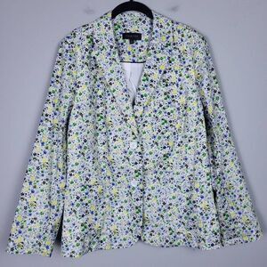 Talbots Womens Floral Single Breasted Blazer Size 16 Spring Cottagecore NWOT
